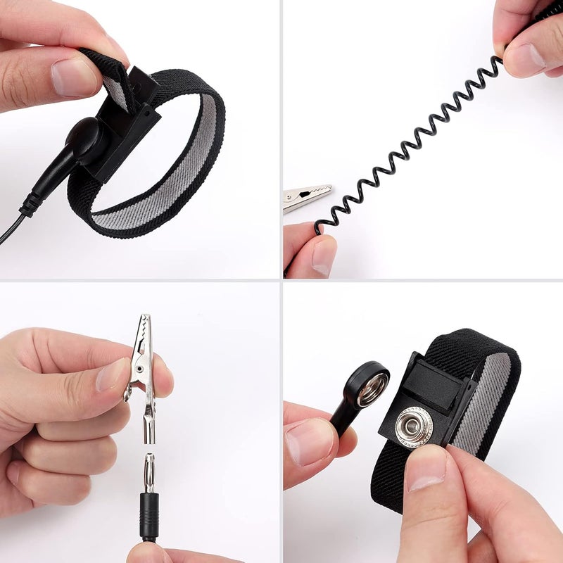 STREBITO Anti Static Wrist Strap, 11" Antistatic Wrist Band Grounding Bracelet ESD Wrist Strap Adjustable wristband with Alligator Clip, Extra Long Cord for PC Computer Building Electronics Repair - Image 4